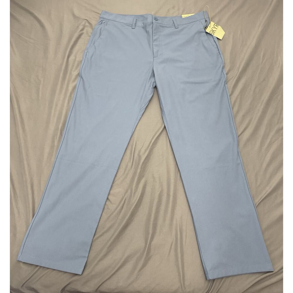 SKYR Tricot Dynasty Pants 38x30 Sky Blue Slim Fit Stretch Golf Performance UPF